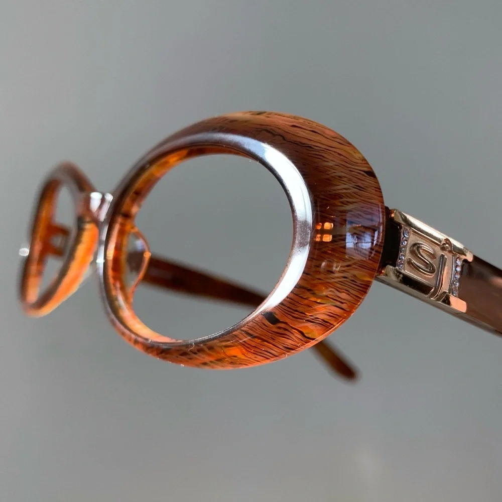 Vintage WIDE FIT Acetate EyeGlasses Amber Caramel Auburn NOS 1990’s Eyeglasses